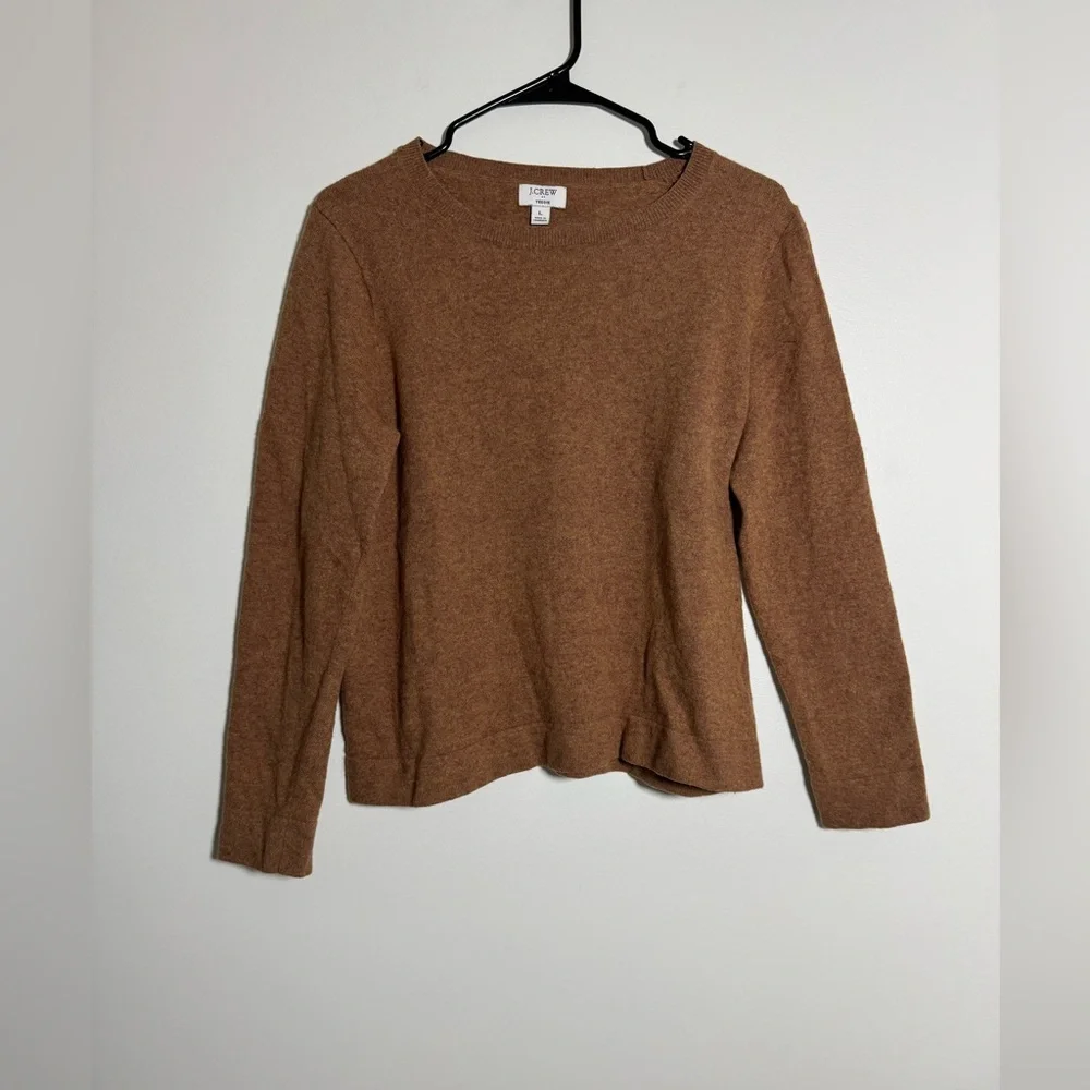 J.Crew Teddie Crewneck Sweater Brown Cozy Soft Women’s Large - Picture 1 of 4
